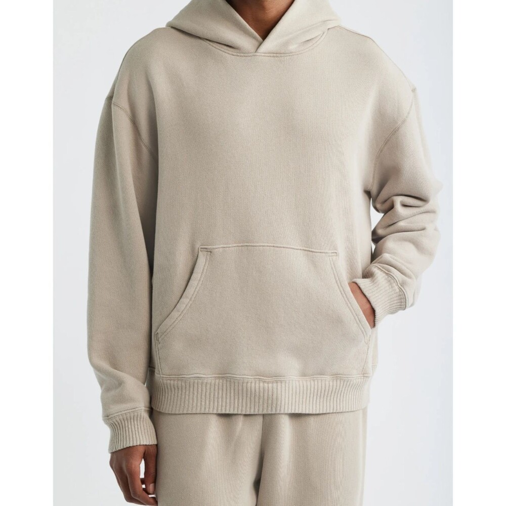 Elwood Core Hoodie Mens Large Oatmeal Beige Pullover Sweatshirt Organic Cotton